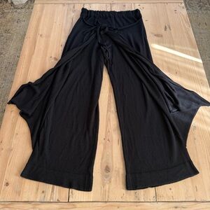 FP Beach Black Wide-Leg sweater knit pants with tie waist sarong size L